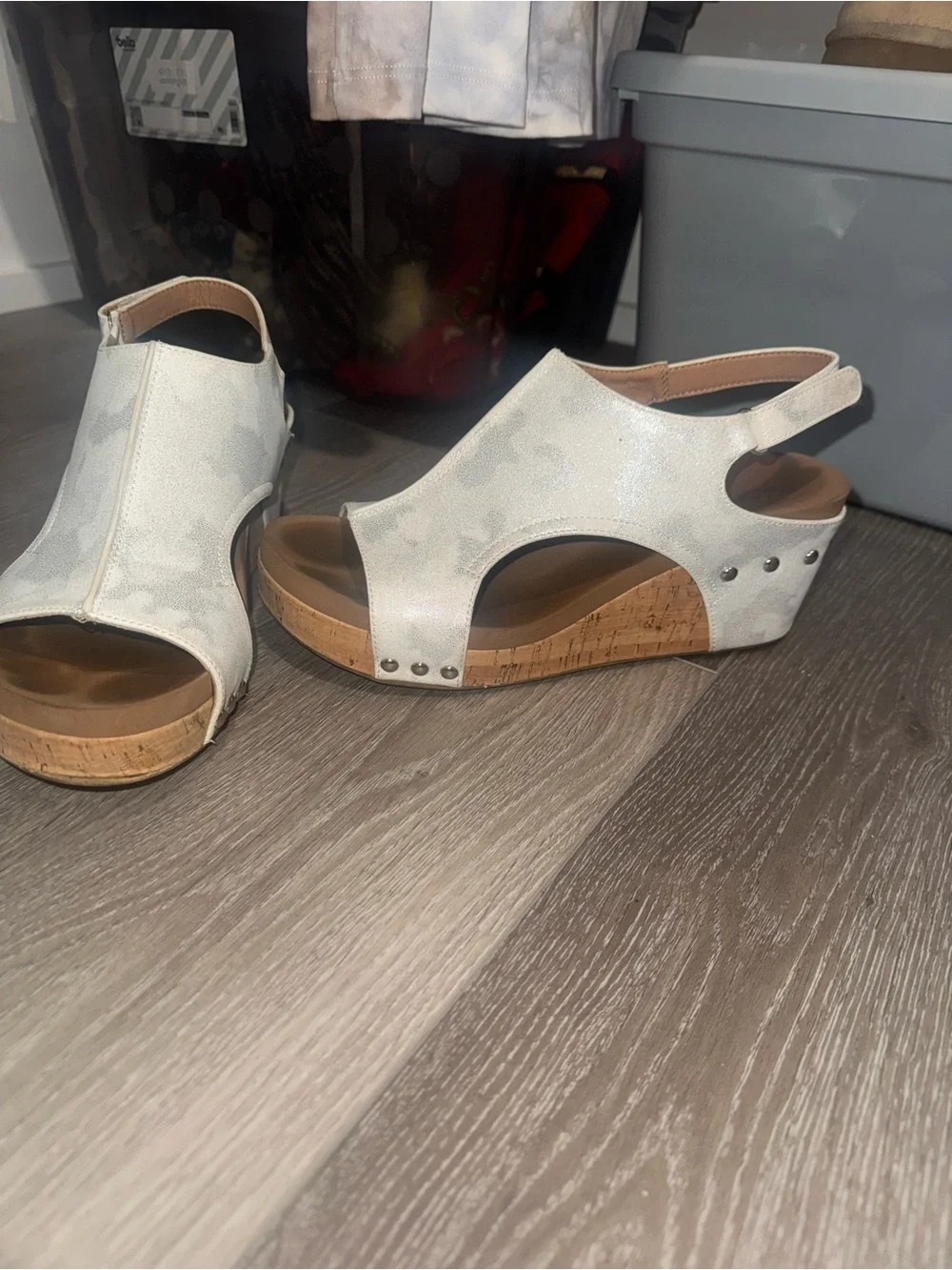 Corkys Cream Open-Toe Wedge Sandals